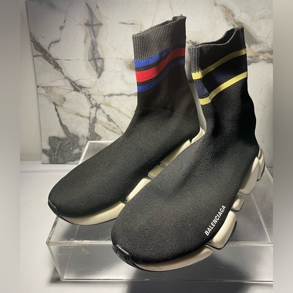 Balenciaga women’s speed 2.OLT stripe sock Snearkers sz 9 - Picture 6 of 16